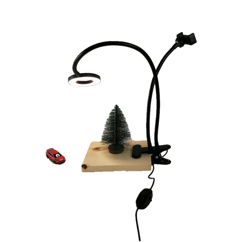 Кольцевая лампа 9 см на прищепке черная