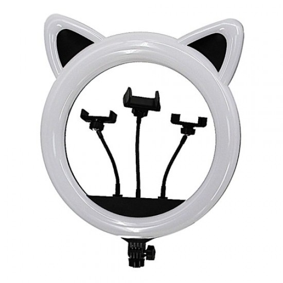 Кольцевая лампа RK-45 котик с ушками черная